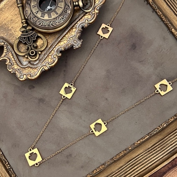 KATE SPADE • Gold Spade Hole Punch Rosary Long Necklace - Picture 5 of 5